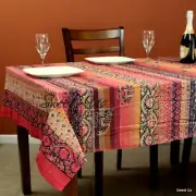 Cotton Paisley Elephant Floral Tablecloth Rectangle Orange Red Yellow Black