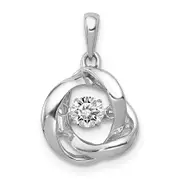 14k White Gold 1/4ct. Vibrant Real Diamond Intertwined Rings Pendant