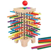 Wooden Board Game Toys, 42 Colourful Sticks Dice Game Math Educational Toy, Family Fun Ball Droppin Photo Color