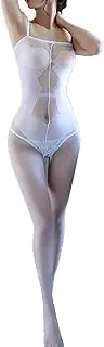 [Zylphorix] Women's Mesh Lace Stockings Lingerie Fishnet Wearing One Piece Bodysuits Mesh Full Body Stockings Babydoll Nightgown