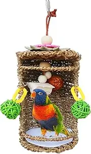 Bird Nest - Bird Parrot Sea Grass Tent - Breathable Seagrass Bird House, Swing Nest Toy for Small Birds, Conures, Finches, Cockatiels