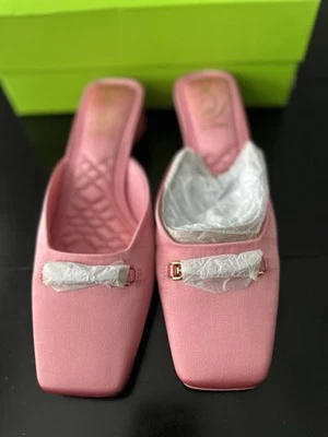 Sam Edelman Ollie Mule Squared Toe Pink Satin $130 Women Size 7.5M