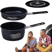 Camping Pot and Pan,Camp Cook Pot and Pan Set | Stewing Frying Outdoor Compact Tools for Survival Backpacking Hiking Hunting RV Beach Trip Couples
