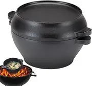 Dutch Oven Pot with Lid - High Performance Cast Iron Cookware | Round Heavy Duty Dutch Pot for Bread Baking, Cooking Tool with Double Handle, Durable Kitchen Utensil for Baking, Roasting and Cooking