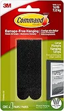 Command Picture Hanging Strip 4-Pieces, Large, Black