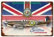 Spitfire Union Jack Aircraft Aviation Metal Sign, Vintage Style Garage Art