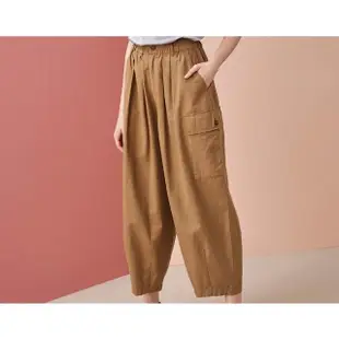 【IGD 英格麗】網路獨賣款-工裝繭型大口袋寬褲(綠色)