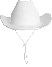 [TINEASUR] Vintage Cowboy Hat Wide Brim Western Style Unisex for Festivals Role Play Concerts Daily Wear Neck Drawstring for Comfort Chic Cloth Design White