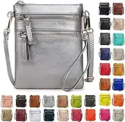 [Solene] Women's Faux Leather Organizer Multi Zipper Pockets Handbag With Detachable Wristlet Crossbody Bag