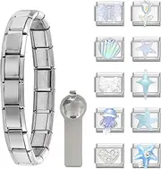 [papasgix] Italian Charm Bracelet Charms Silver Pack Charms Brascelets 9mm Assorted Italian Charms Bracelet Links Handmade DIY Jewelry Marine Animals, one, Titanium, No Gemstone