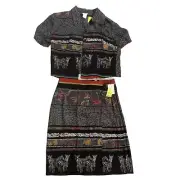Studio C Cato Wrap Skirt Cropped Top Size 8 Set Zebra Tribal Vintage