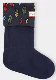 Hunter Original Kids Boot Socks Ladybird/ Ladybug Print, Navy Size L