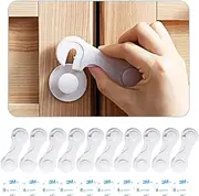 HEOATH Child Safety Cabinet Locks (10 Pack) - Baby Proofing Latches Lock for Drawers, Toilet Seat, Fridge, Oven, with 10 Extra 3M Adhesives - White