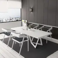 在飛比找ETMall東森購物網優惠-北歐風餐桌椅組合家用小戶型現代簡約實木白色飯桌餐廳商用會議桌