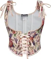 Scarlet Darkness Women's Renaissance Corset Floral Underbust Corset Tops Vintage Boned Corset Belt