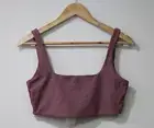 NEW Kookai Women's Cropped Tank Top Size 40-42 Mauve Ribbed Stretch Square Neck