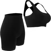 [ROMISBABA] Yoga Suit Athletic Shorts Shorts Gym Clothes Outfits for Women Exercise Clothes for Women Gym Clothes for Women Workout Outfits Nylon Black
