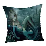 Scary Underwater Art Innsmouth Mermaid Cushion Cover