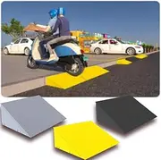 Plastic Curb Ramps, Lightweight Wheelchair Ramp Threshold Ramp, Portable Driveway Ramps, Assmble Sidewalk Kerb Ramp for Indoor Outdoor Stairs Garage(Yellow,50x16x6cm)