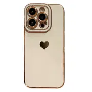 For iPhone 14 Pro Phone Cover 6D Electroplating Side Love Heart Soft TPU Phone Case