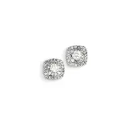 14k White Gold Real Diamond Halo Earrings