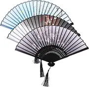 ABOOFAN 3pcs Bamboo Hand Fans Chinese Folding Fans Elegant Hand Fan Photo Prop for Summer Dancing Wedding Decorations Random Style