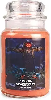 Village Candle Pumpkin Scarecrow Large Glass Apothecary Jar Scented Candle, 21.25 oz, Orange, 21 Ounce