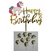 UNICORN HAPPY BIRTHDAY CAKE TOPPER & UNICORN CUPCAKE TOPPERS
