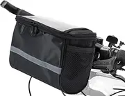zolyet Bicycle Handlebar Bag Fro Bag Large Reflective Side Net Pocket Basket Bike Accessories Black