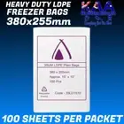 Heavy Duty LDPE Plain Freezer Produce Bags 380x255mm pack of 100, Reusable