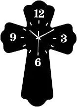 LeeQinersw Cross Wall Clock Digital Timepiece for Wall Hanging, Ideal for Hotel and Living, Black, as described