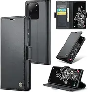 Mobile Phone Case for Samsung Galaxy S20 Ultra Case, Premium PU Leather Flip Case RFID Protective Case Magnetic Card Slot Stand Function Flip Wallet Case Compatible Samsung S20 Ultra, Black