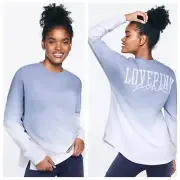 Vs Victorias Secret Pink Varsity Crew Sweater Jacket Top Dusty Iris Dip Dye M