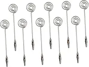 ROMISBABA 10pcs Silver Metal Wire Memo Holders with Clamp Versatile Desktop Message Clips for Photos Notes and Table Decorations for Weddings Birthdays and Events