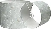 Linen Drum Lamp Shade 13”x13”x9.8” Lampshades for semi Flush Mount Ceiling Light Set of 2 Easy Assembly Lampshade with E26/E14 Adapters for Floor Lamp Shade Replacement Linen Sky Blue Print Pattern