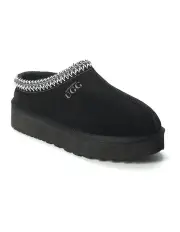 [Aus Wooli Ugg] Sheepskin Wool Ankle Braid Platform Mentone Slippers in Black