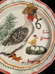 Anthropologie Nathalie Lete Twelve 12 Days Christmas Plate Six Geese Laying NWT