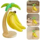 Creative Wooden Banana Rack Simulated Leaf Fruit Display Hanger Living Room