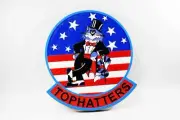 VF-14 Tophatters Tomcat Plaque, 14", Navy, Mahogany