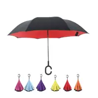 在飛比找momo購物網優惠-【LEBON】素色C型反向雨傘(雙層傘布 防風 抗UV)