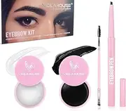 VIOLA HOUSE Eyebrow Gel Taming & Defining,Eyebrow Pomade+Eyebrow Pencil+Eyebrow Brush,Eyebrow Kit 4pcs,Long Lasting,Creating Natural-Looking Brows（Black）
