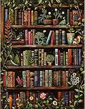 BXXRBX Books Paint by Numbers Kit for Adults- Bookshelf Adult Paint by Number Kits for Beginner, Painting by Numbers for Home Wall Decor 12x16 Inch