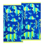 Renee Taylor 2 Pack Jacquard Velour Kids Beach Towel Dinosaur