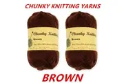 10 x Brown 60g Soft Chunky Knitting Yarn Roving Wool Crocheting Sweater Cotton Acrylic