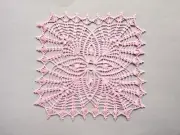 New Light pink Square Handmade Pineapple Crochet Doily Table topper 10 inches