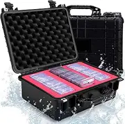 Trading Card Storage Box - Water Resistant Graded Card Slab Case for Sports Cards - PSA, TCG, CSG, BGS, SGC Slabs, Toploaders, and Loose Collectibles - Rugged & Lockable Holder and Collection Box