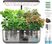 iDOO Hydroponics Growing System,12 Pods Indoor Herb Garden Kit with Grow Light, 5 L Transparent Water Tank, Automatic Timer Germination Kit, Two Modes, Height Adjustable, Pump System
