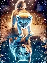cdjlddww Diamond Painting Kits for Adults, Diamond Art Cute Animal Wolf Art Kits for Adults, DIY Full Round Drill Diamond Dots with Gem Arts for Home Wall Decor and Beginner Holiday Present 12X16Inch