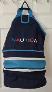 Nautica Collapsible Beach Cooler Tote Mesh Backpack New