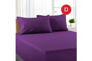 Double Size Purple Color Poly Cotton Fitted Sheet + Pillowcase